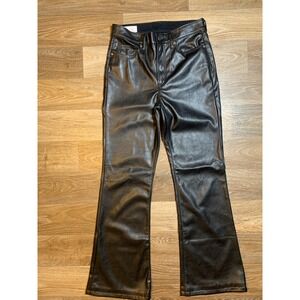 Gap 70s Flare High Rise Vegan Faux Leather Pants Size 28/6R Retro chic Preloved